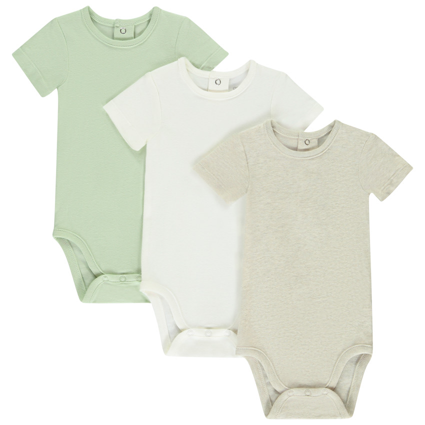 Lot de 3 bodies manches courtes unis pour bébé garçon 