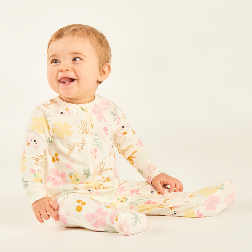Lot de 3 dors-bien manches longues zippés devant motifs fantaisie pour bébé fille 