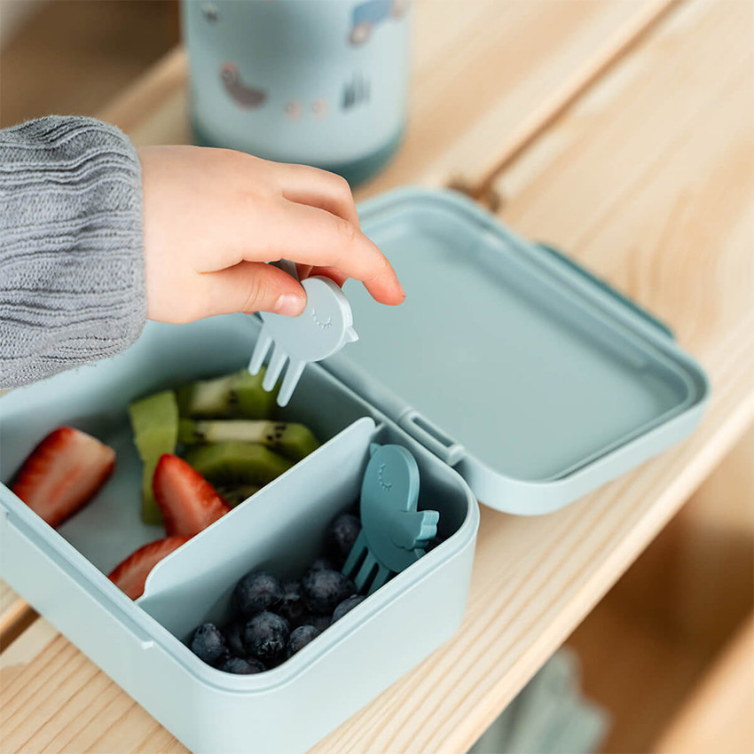 Snackbox avec piques snack Tiny Farm Bleu 