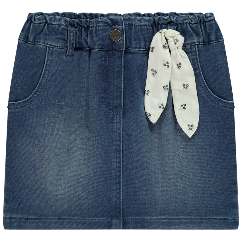 Jupe effet jean avec foulard noué pour fille 