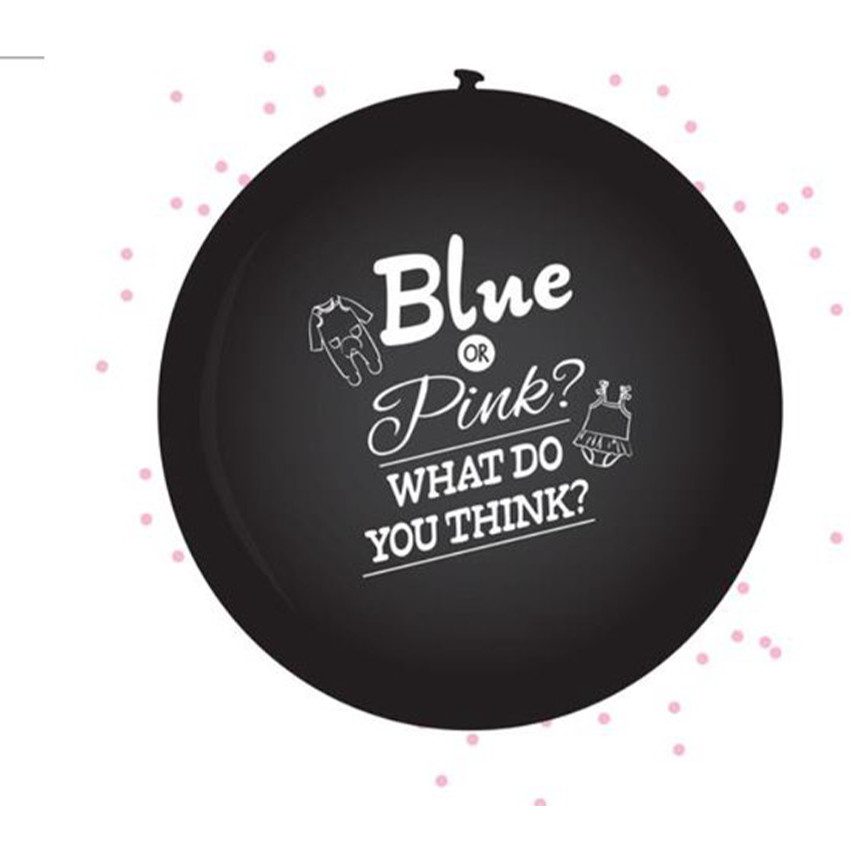 Ballon die het geslacht aankondigd met roze confetti 60cm 