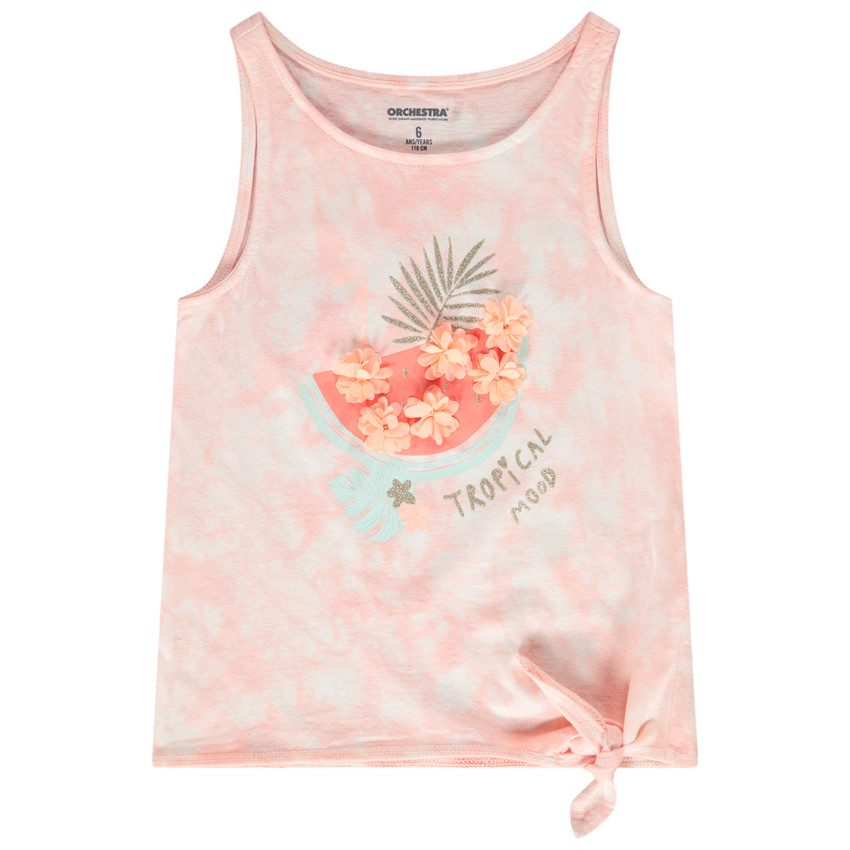 Débardeur effet tie & dye avec fleurs en 3D pour fille 