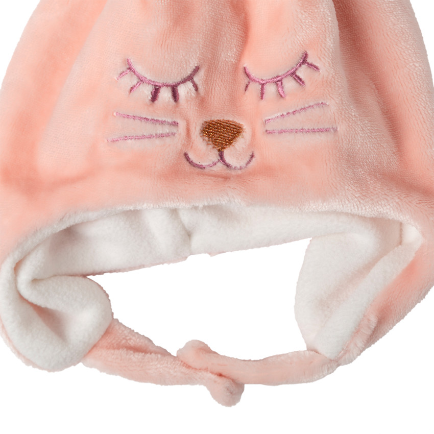 Set van konijntjesmuts en nekwarmer met fleecevoering 