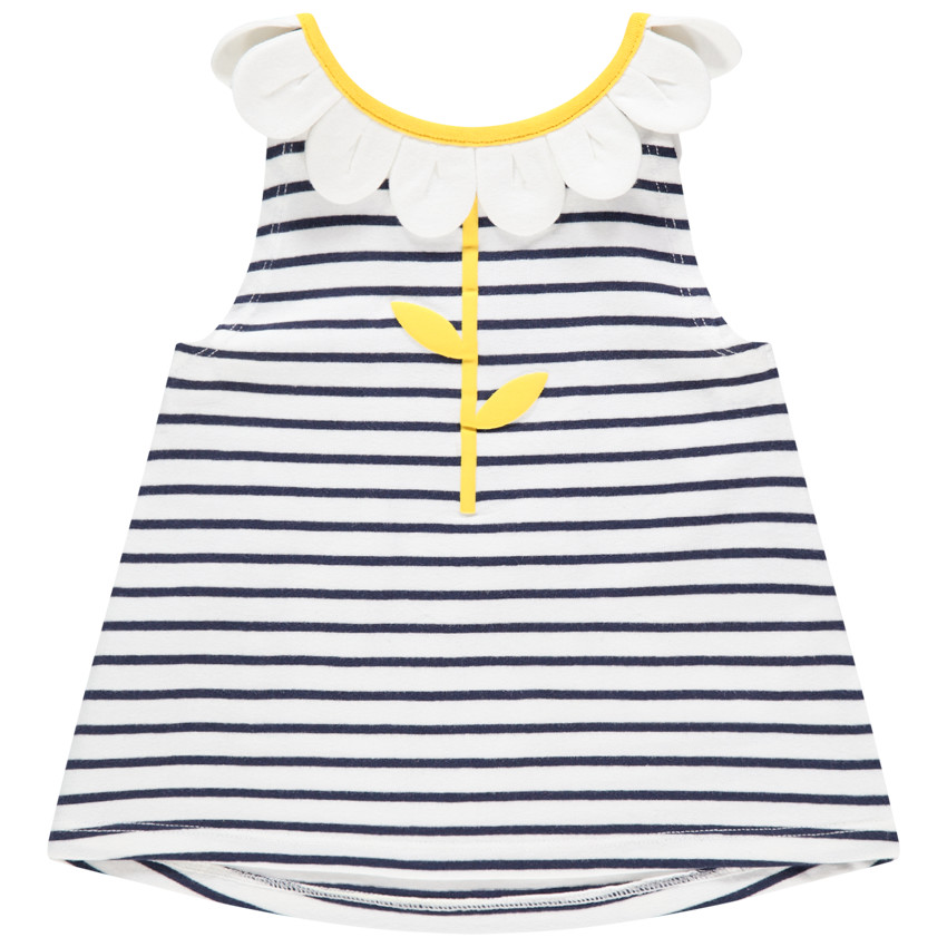 Débardeur à rayures et col forme fleur en relief 