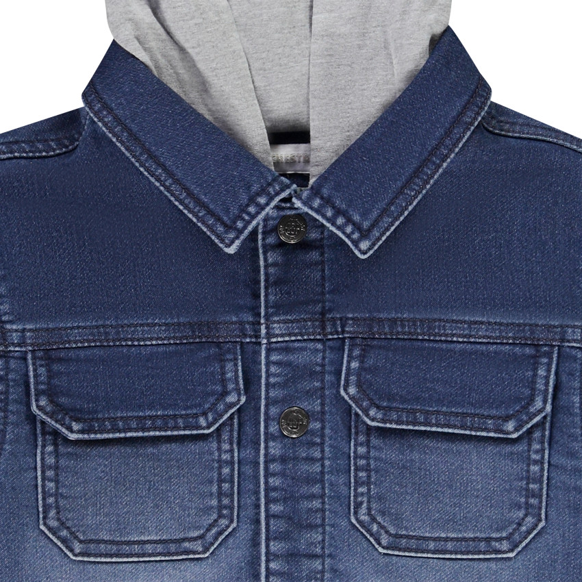 Worker jack van imitatiedenim met kap voor jongens 