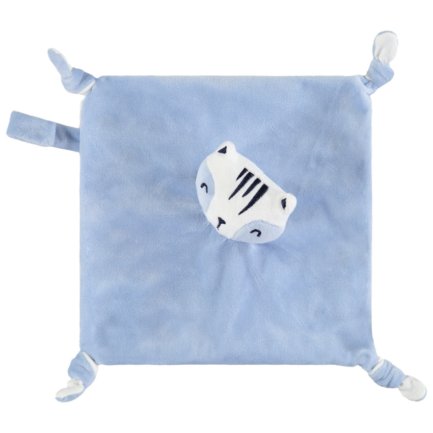 Doudou plat chat à détails brodés 