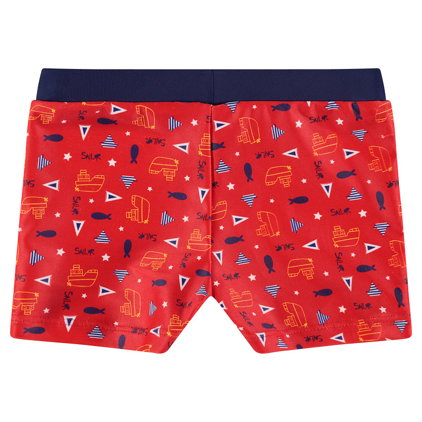 Zwemshort met boten- en vissenprint "all-over" 