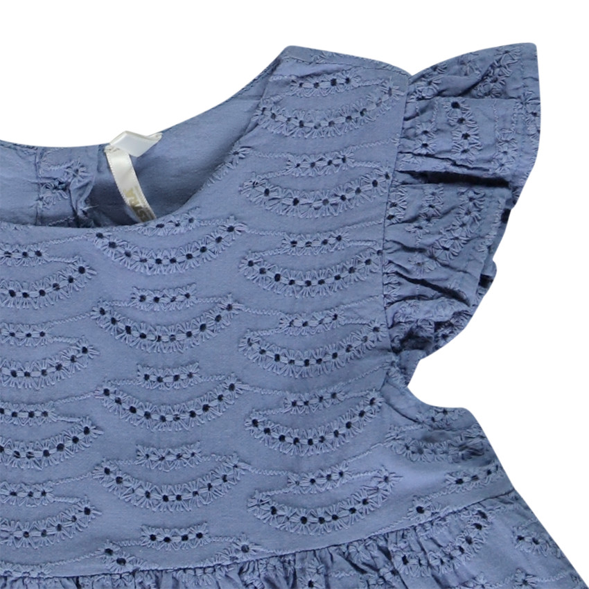Ensemble 2 pièces uni en broderie anglaise pour bébé fille 