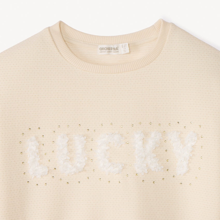 Oversized sweat met 3D bloembreiselpatroon voor meisjes 