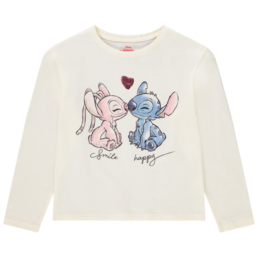 T-shirt manches longues à sequins magiques Stitch & Angel Disney pour fille 