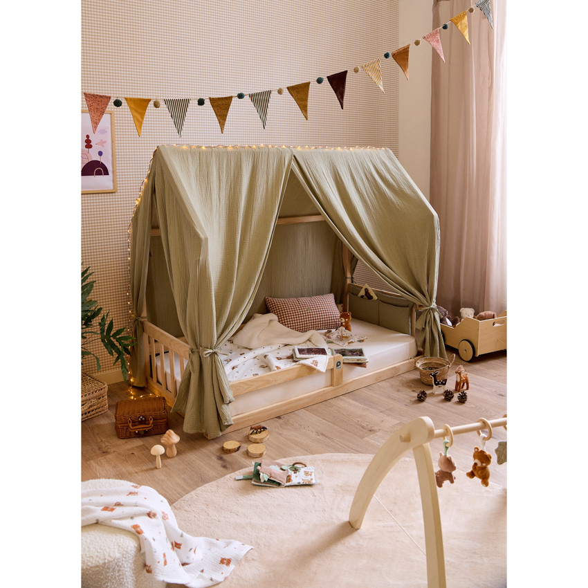 Toile en gaze de coton pour lit Premissori vert 