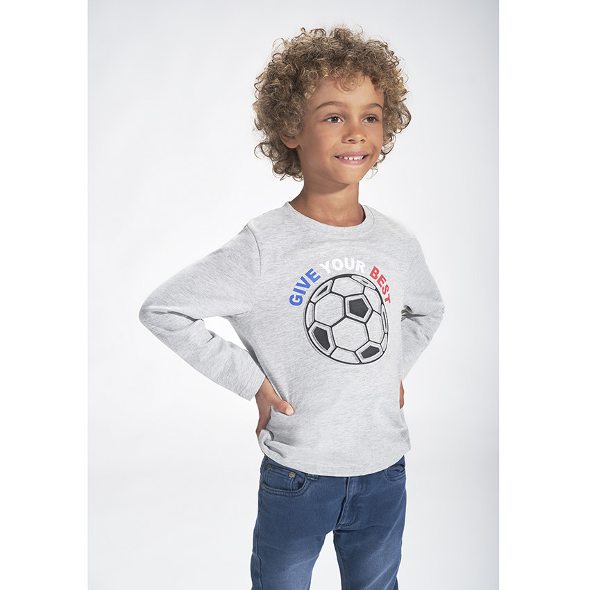 T-shirt manches longues en jersey avec print ballon embossed pour garçon 