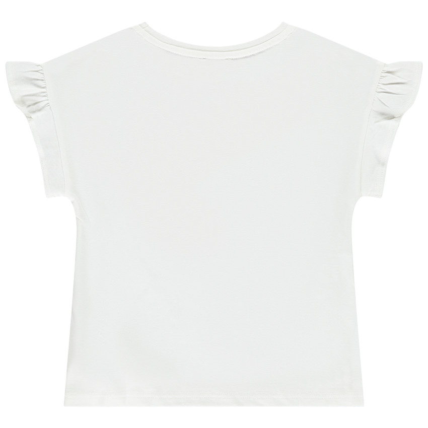 Korte mouwen t-shirt met volant en fantasie borduursels voor meisjes 