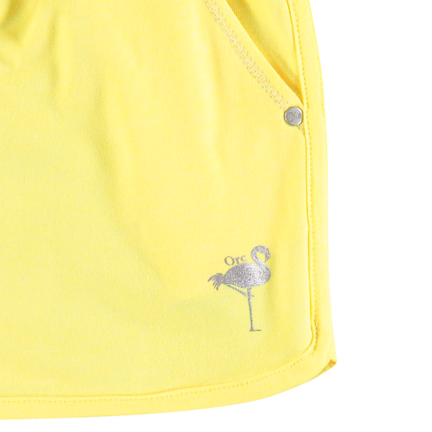 Short en jersey print flamant rose en foil pour enfant fille 