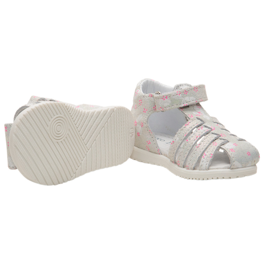 Nu-pieds en cuir à petit motif floral pour bébé fille 