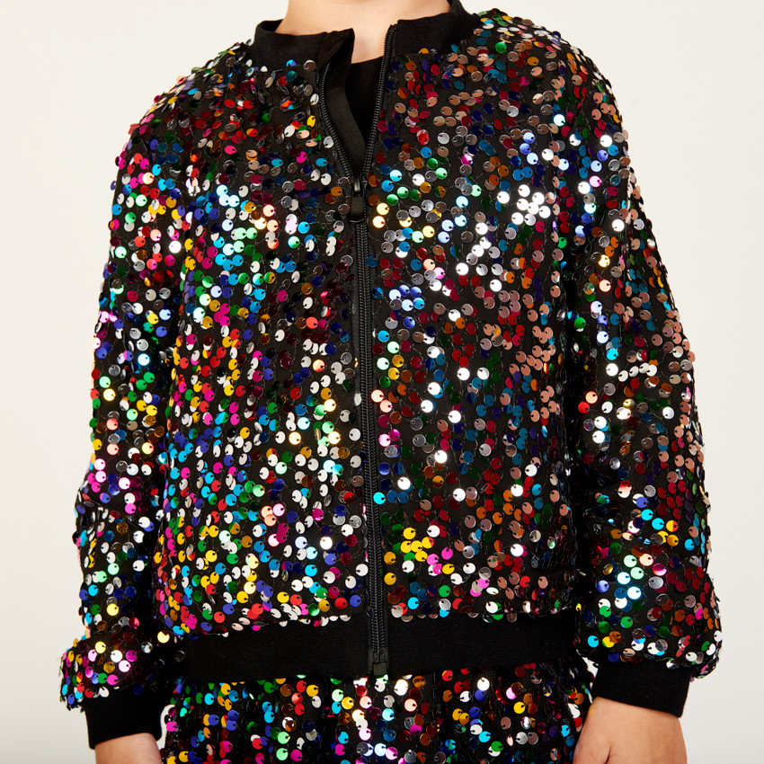 Bombers de fête à sequins multicolores pour fille 