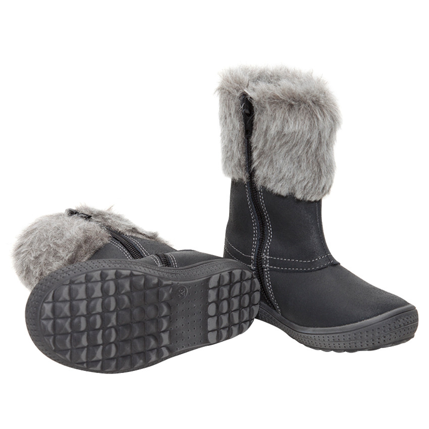 Bottes en cuir avec col en fausse fourrure  
