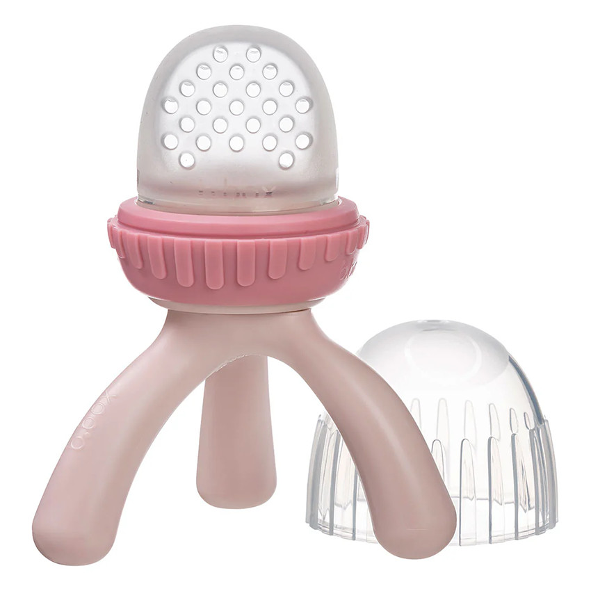 Fopspeen knabbelaar met siliconen dop op drievoet Blush 4m+ 