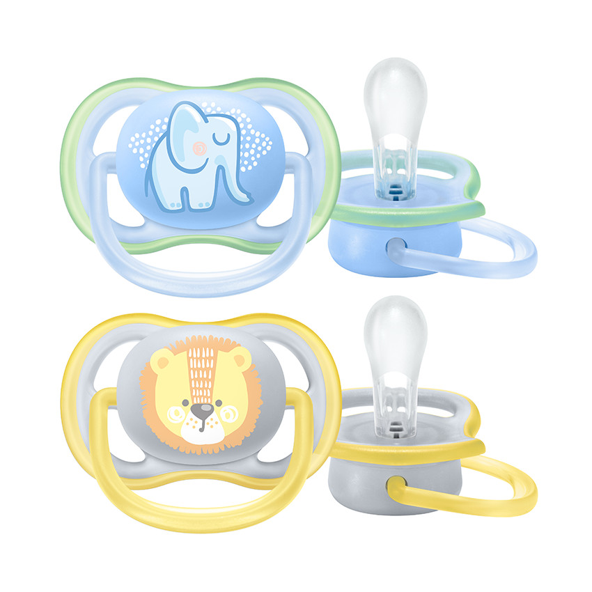 Lot de 2 sucettes silicone 0-6M Ultra Air coloris aléatoire 