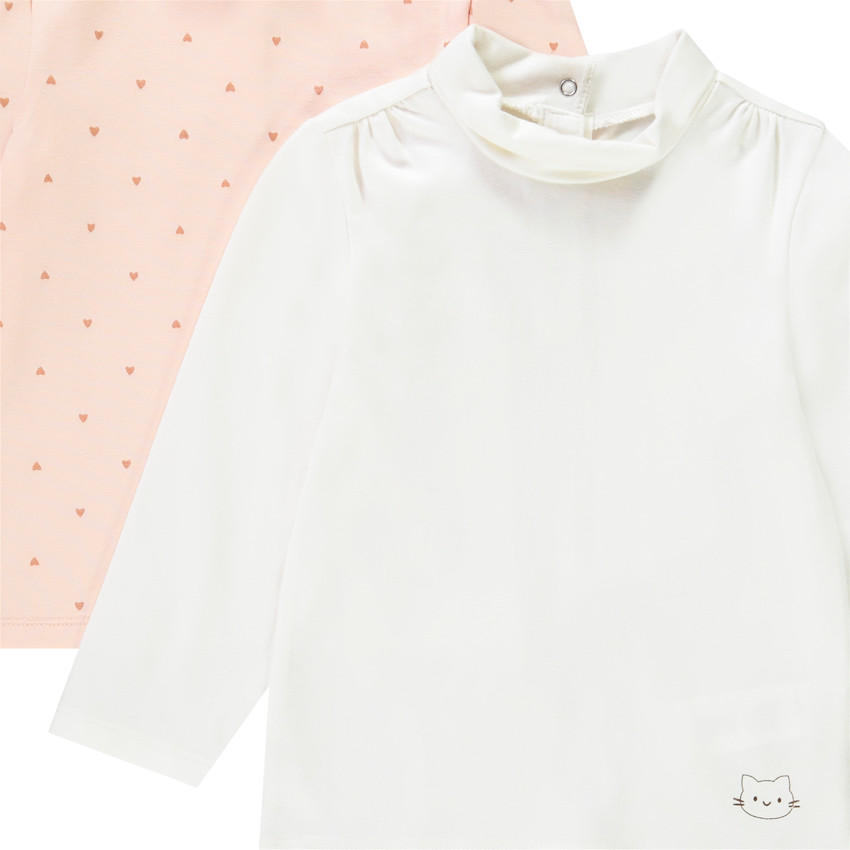 Lot de 2 sous-pulls col cheminée en jersey pour bébé fille 