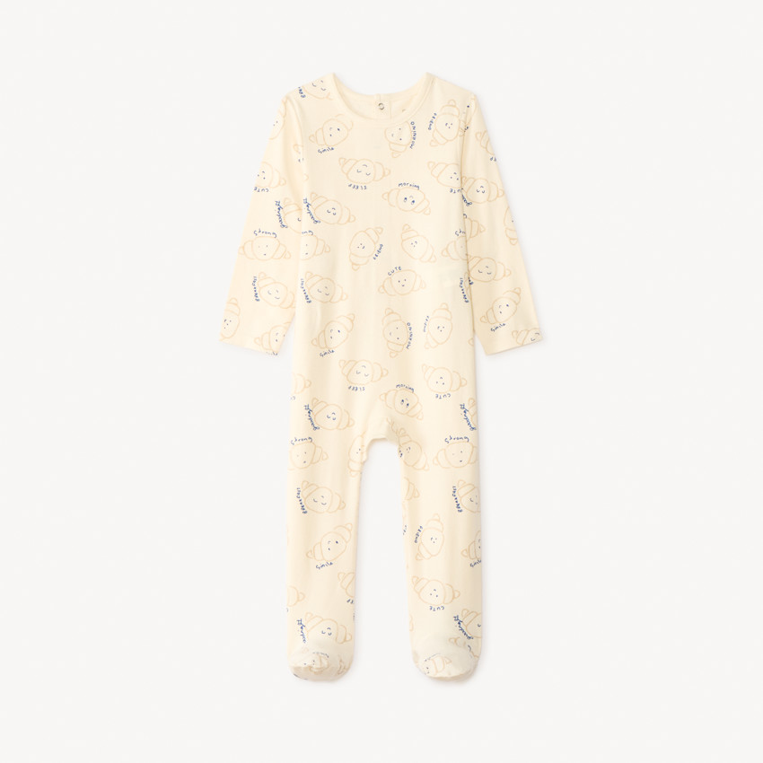 Set van 2 lange mouwen pyjama's met croissantmotief voor babyjongens (verschillende openingen afhankelijk van de leeftijd) 