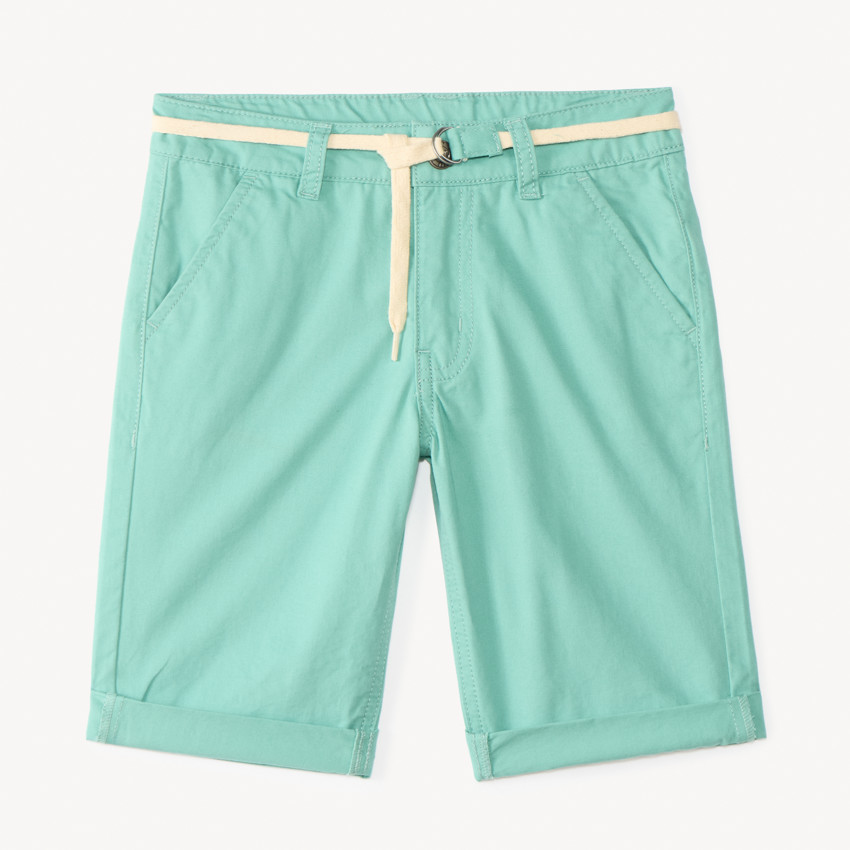 Bermuda uni en toile avec ceinture lacet garçon 