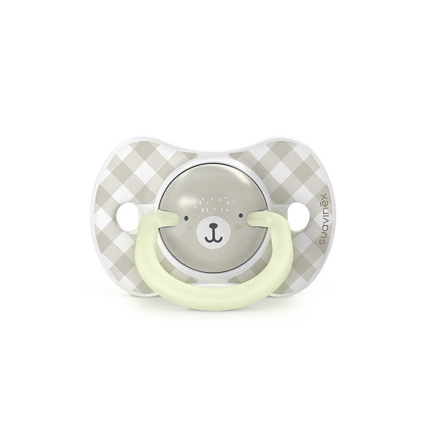Set van 2 silicone fopspenen SX Pro 6-18M Wild&Free dag/nacht grijs 