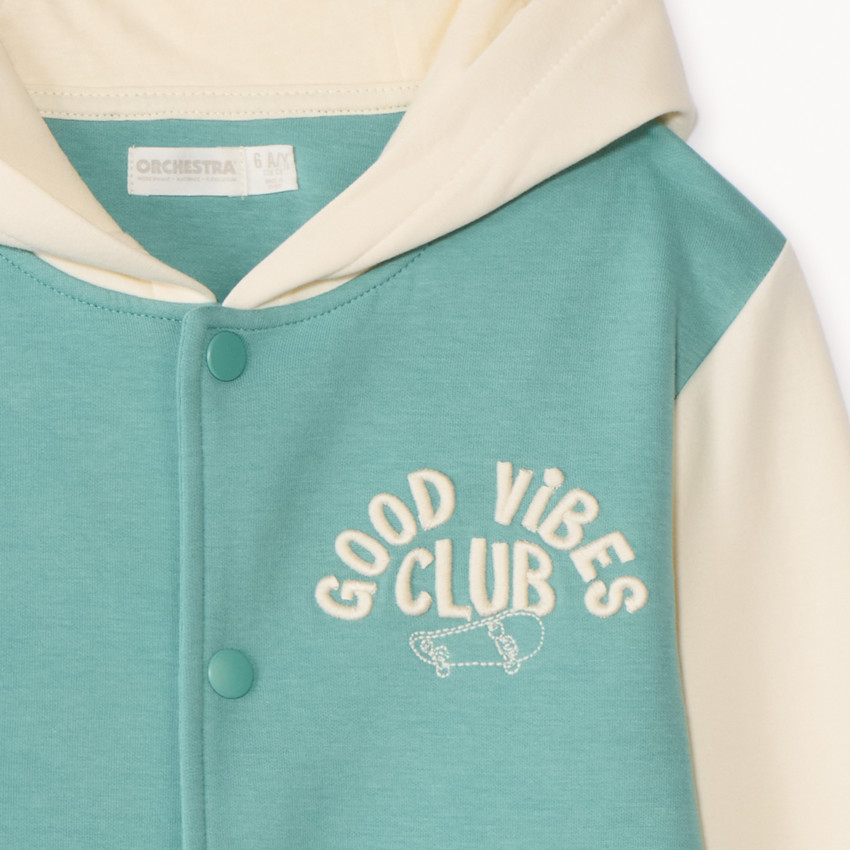 Veste teddy à capuche avec inscription 3D pour garçon 