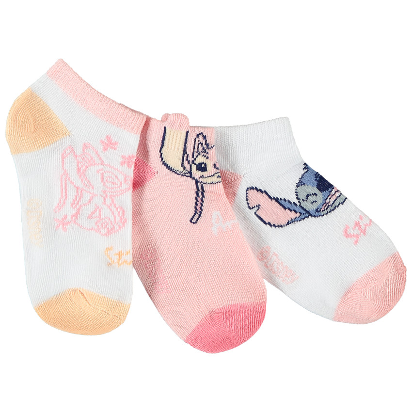Lot de 3 paires de chaussettes courtes Stitch & Angel Disney pour fille 
