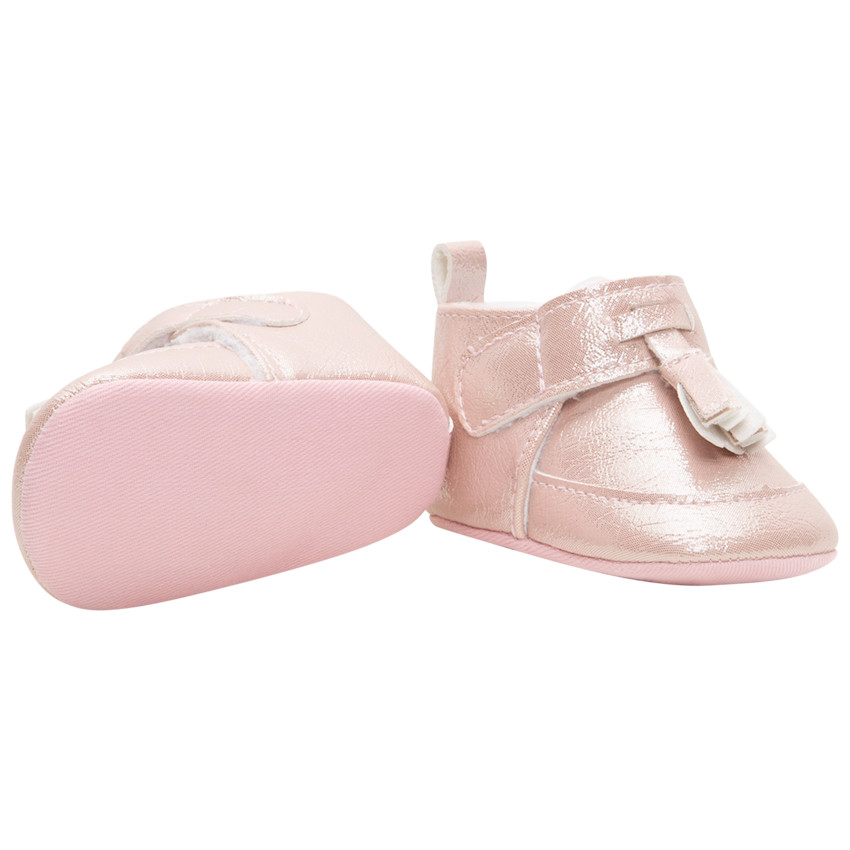 Bottillons souples irisés à scratch et pompon pour bébé fille 