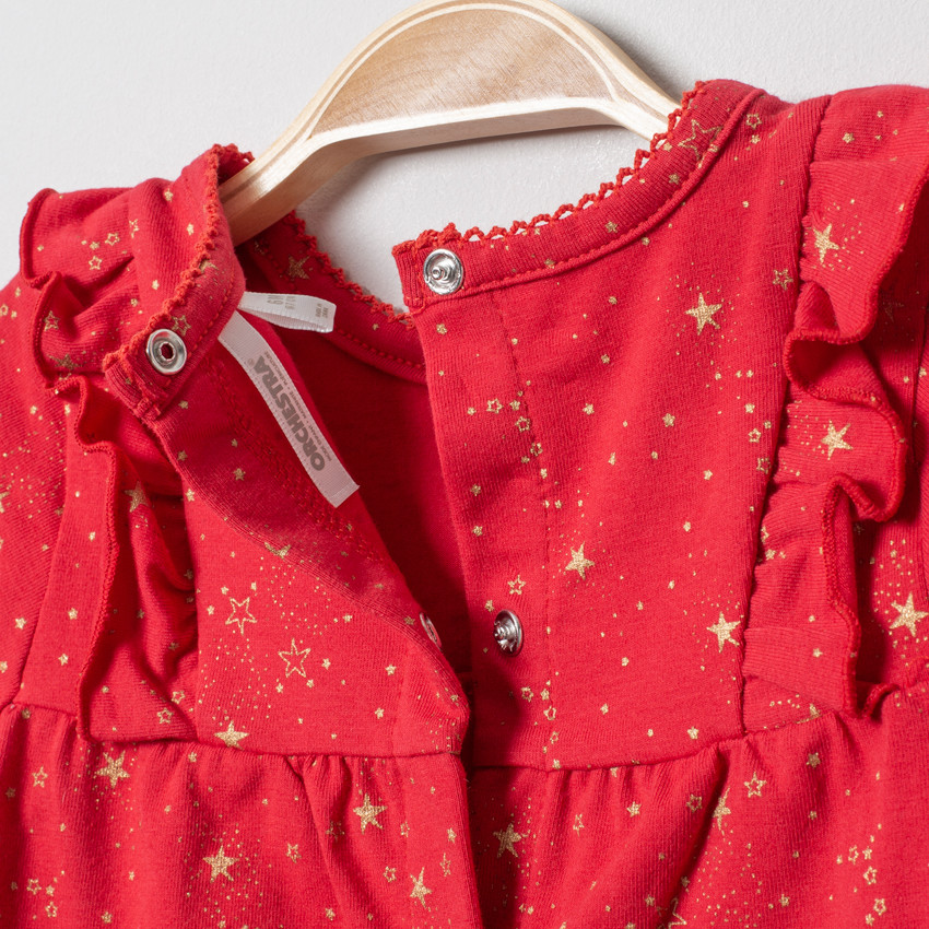 Tunique de fête manches longues imprimé étoiles pour bébé fille 