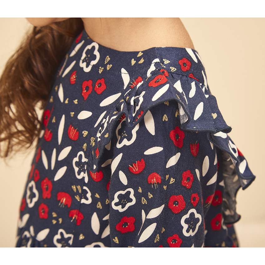 Jurk met lange mouwen met bloemenprint voor meisjes 