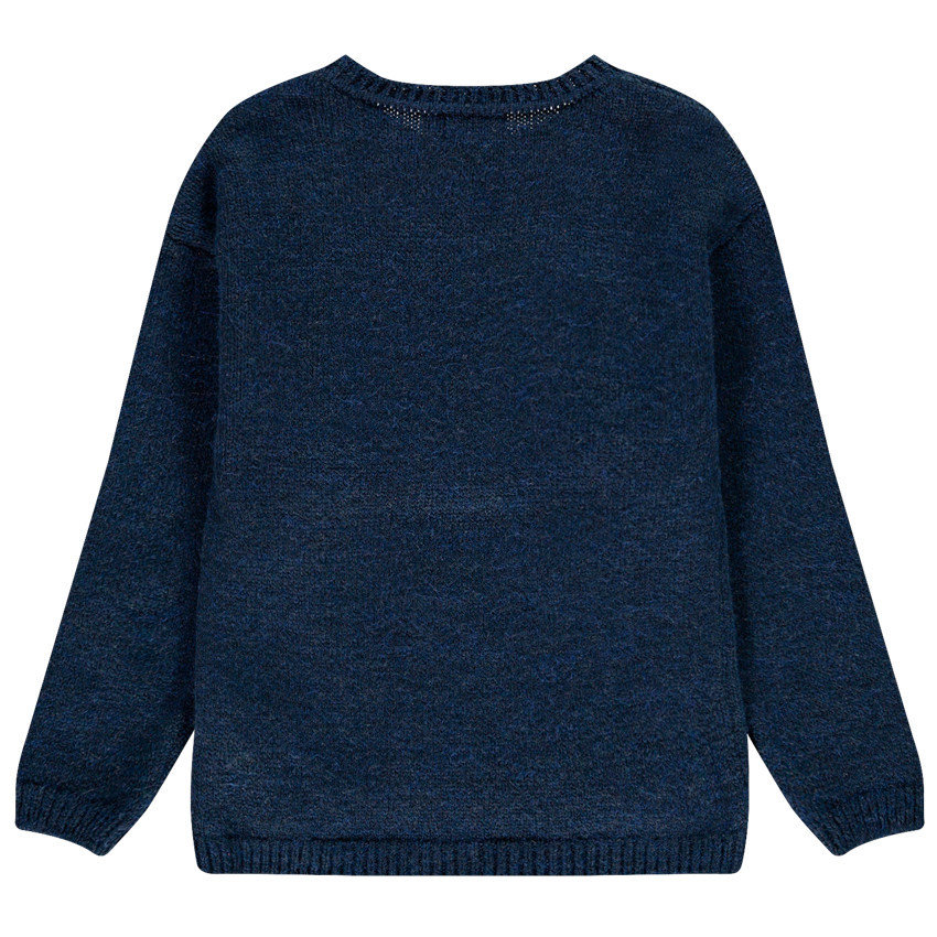 Pull en tricot à coeur rayé pour enfant fille 
