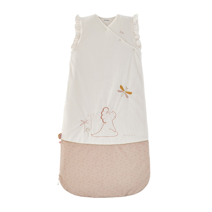 Gigoteuse sans manches en veloudoux 100 cm Popsie écru/rose 