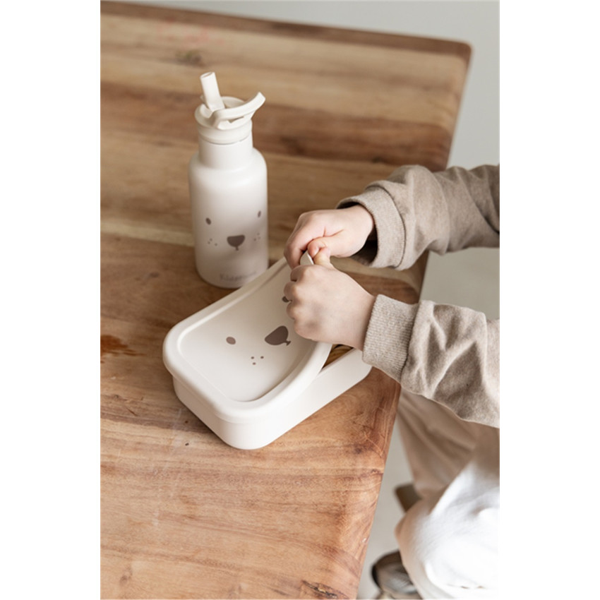 Lunchbox silicone 3 vakken Beer Zand 