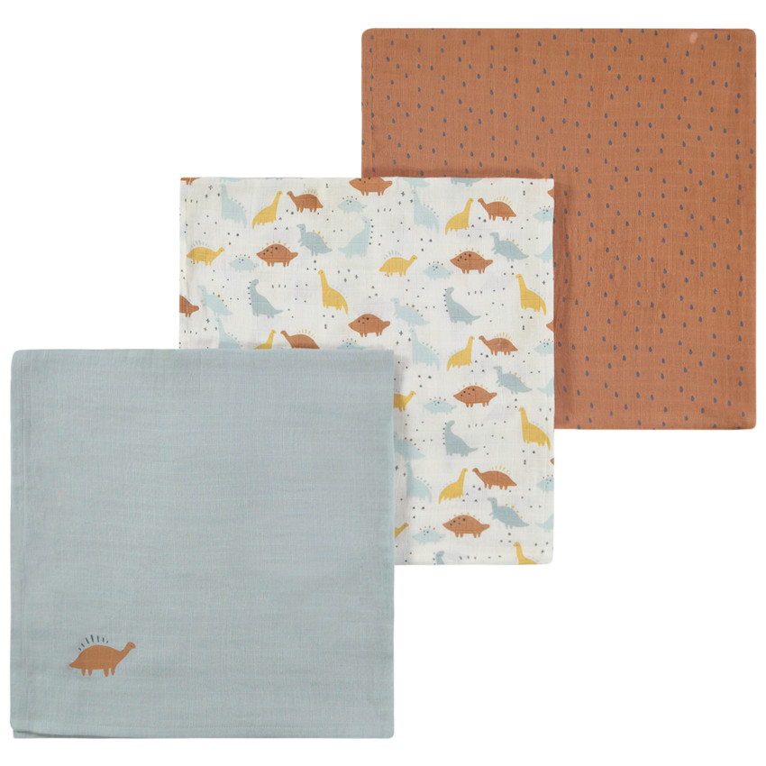 Lot de 3 langes dinosaures pour bébé garçon 