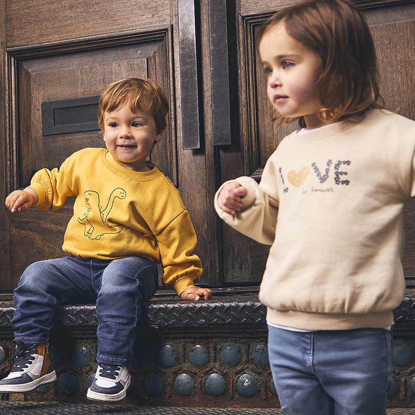 Fleece sweatshirt oversized met fantasieprint voor baby jongen 