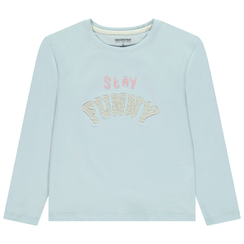 T-shirt manches longues avec broderie bouclette en relief pour fille 