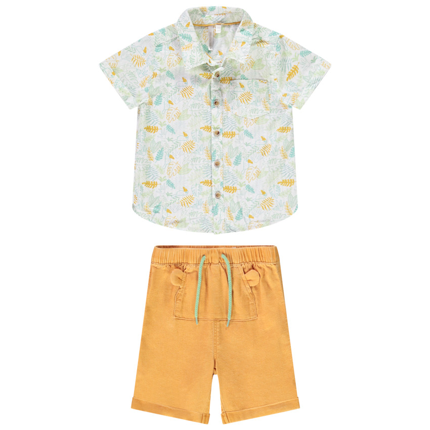 Tweedelige set met bladprint voor baby jongen 