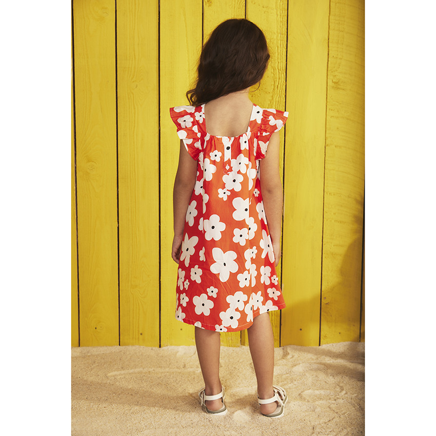 Jurk met korte ruches mouwen en bloemenprint voor meisjes 