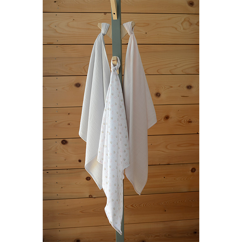 Lot de 3 langes - Cygne/Rose 