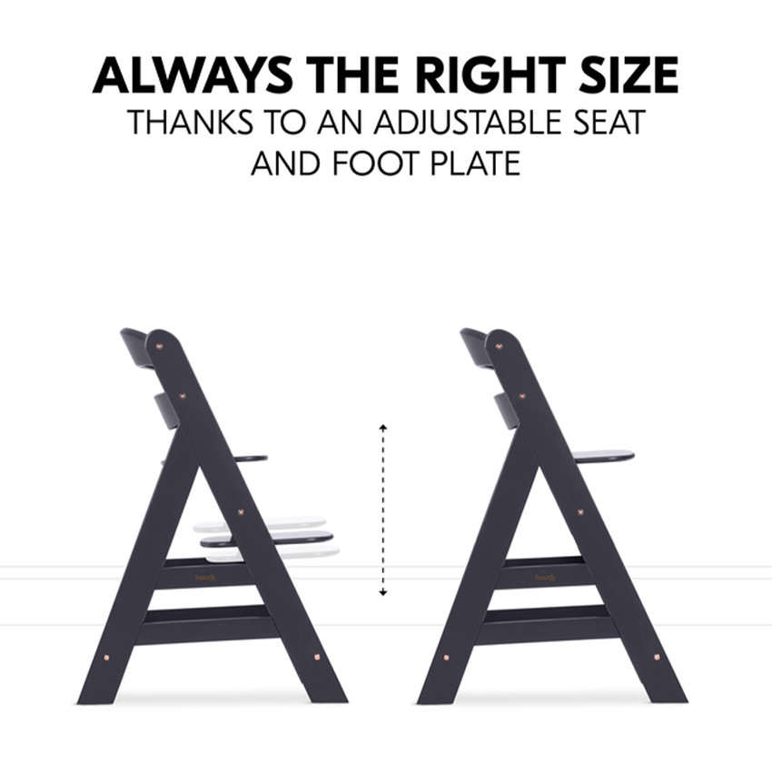 Set Chaise haute Alpha évolutieve avec Newborn Set Plus Dark Grey 