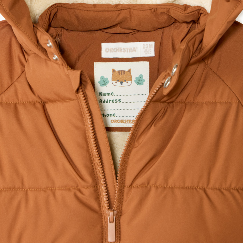 Doudoune en toile doublée et capuche à oreilles 3D pour bébé garçon  