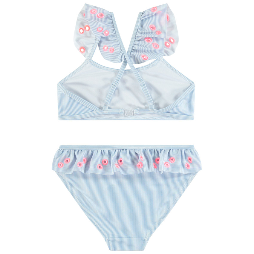 Twee-delige gestreepte zwempak met fantasieruches 