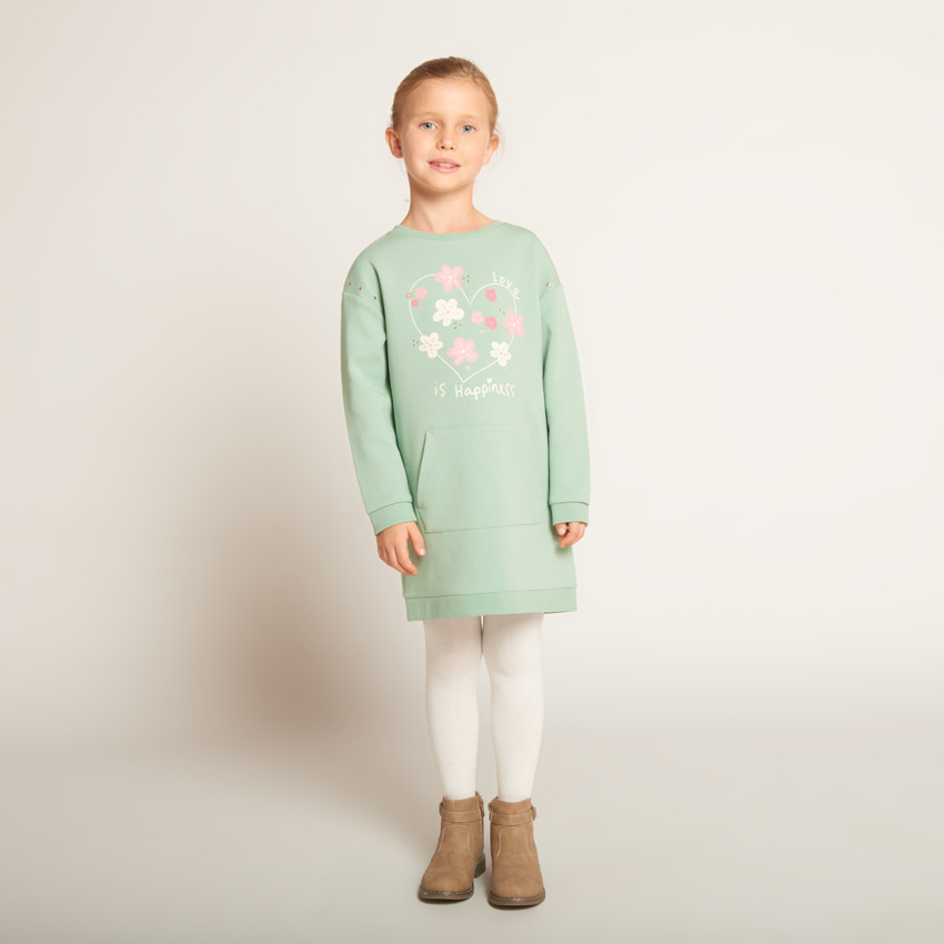 Sweatjurk met fleece en kangoeroezak voor meisjes 
