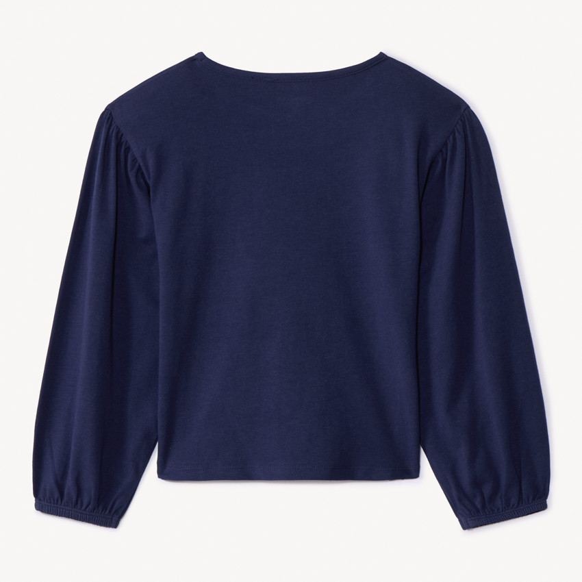 T-shirt manches longues uni print fantaisie pour fille  