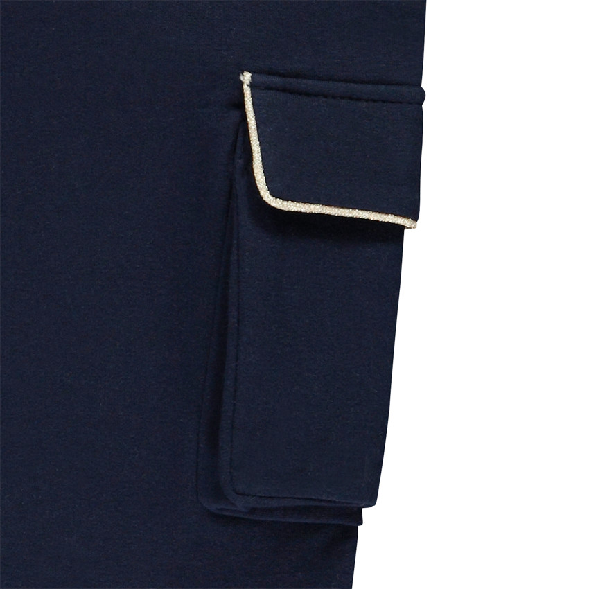 Fleece joggingbroek met cargo-stijl en gouden details voor meisjes 