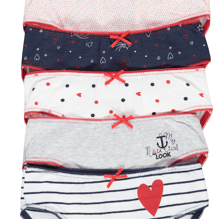 Lot de 5 culottes en coton à noeud et imprimés 