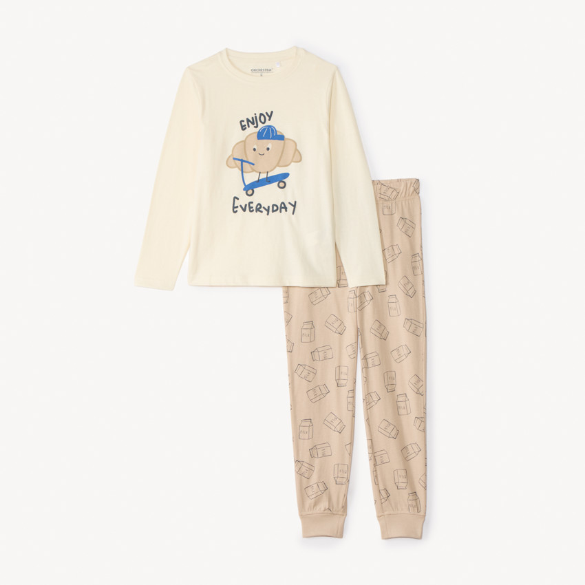 Set pyjama lange in jersey met een maanprint voor jongens 