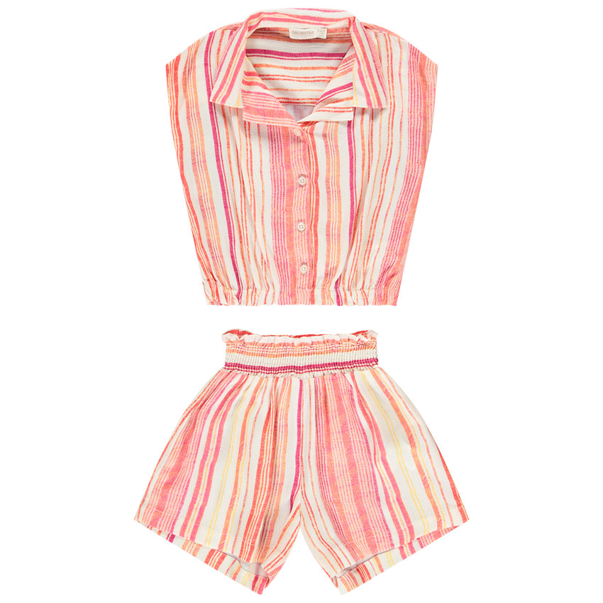 Ensemble 2 pièces total look rayé pour fille 